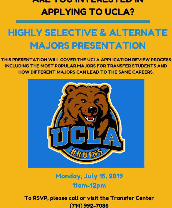 UCLA Admissions and Selective Majors Presentation Transfer Center